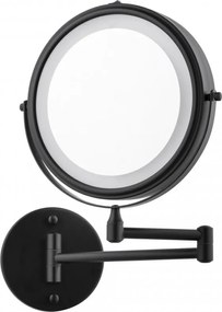 Erga Eda, LED megvilágítású sminktükör ø20 cm, fekete matt, ERG-YKA-CH.EDA-BLK