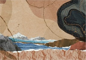 Divatos 3D fali tapéta Absztrakt tájkép 208x146 ragasztóval