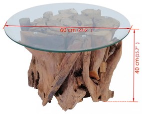 tömör tíkfa uszadék dohányzóasztal 60 cm