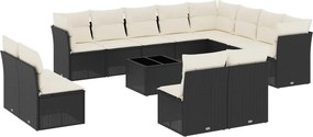 vidaXL 13 részes fekete polyrattan kerti ülőgarnitúra párnákkal