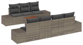 vidaXL Kerti Kanapé Szett párnával 8 pcs Szürke polirattan