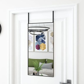 fekete üveg és alumínium ajtótükör 40x80 cm