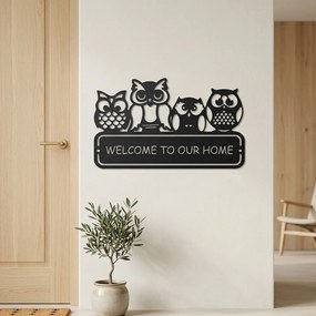 Welcome Home fali dekoráció – bagoly edition, lézerrel vágott acél