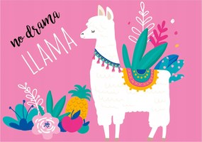 Flizelin fotótapéta Lama No Drama Vidám lámák a falon 368x254 +ragasztó