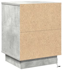 Beton szürke éjjeli szekrény beépített LED világítással 39x34.5x50 cm