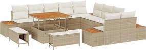 vidaXL Kerti Kanapé Szett 13 pcs Bézs polirattan