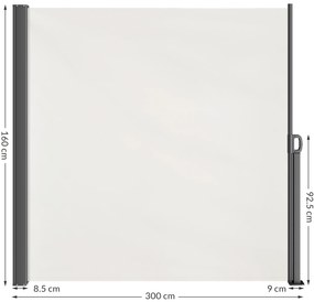 Casaria® Oldalsó napellenző Nosara 160x300 cm - krém