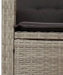 3részes világosszürke polyrattan kerti étkezőgarnitúra párnával