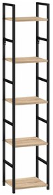 Intenso Home 5 szintes nyitott könyvespolc 29 x 144cm (Aranytölgy) | Univerzális tároló állvány fém lábakkal