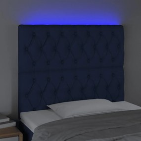 kék szövet LED-es fejtámla 90x7x118/128 cm