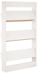 fehér 3 szintes tömör fenyőfa fali virágtartó 60x18,5x110 cm