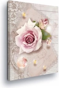 Vászonkép 75x100 Rózsa vintage romantika pasztell csipke gyöngy elegancia