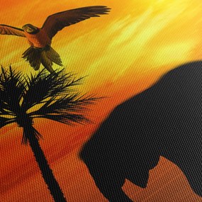 Kép - papagájok és elefántok (90x60 cm)