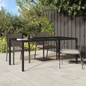 Kerti Étkezőasztal Fekete 190x90x75 cm Polirattan