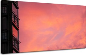 Vászonkép Rózsaszín égbolt Naplemente épület 120x60