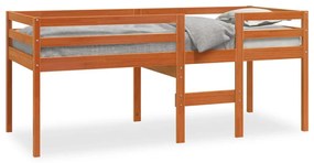 viaszbarna tömör fenyőfa magasított ágy 75x190 cm