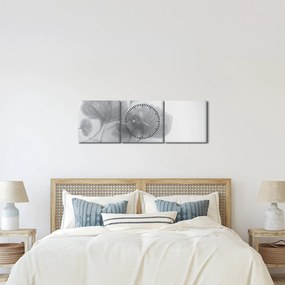 Szürke árnyalatú virágok képe (órával) (90x30 cm)