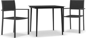 vidaXL 3 részes fekete kerti étkezőgarnitúra