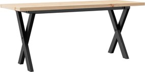 vidaXL tömör fenyőfa és acél X-vázú dohányzóasztal 110x40x45,5 cm
