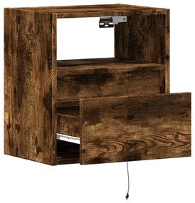 füstös tölgy színű fali TV-szekrény LED-ekkel 41x31x45 cm