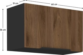 Felső szekrény, okapi dió/fekete, MENZO 60 GU-36 1F
