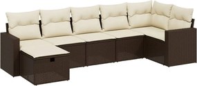 vidaXL 7 részes barna polyrattan kerti ülőgarnitúra párnákkal