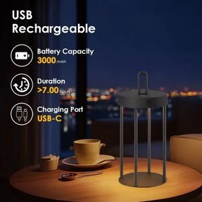 Dimmelhető kültéri újratölthető érintésvezérlésű asztali LED-lámpa GENTLE LED/1,5W/3,7V 3000 mAh IP44 fekete