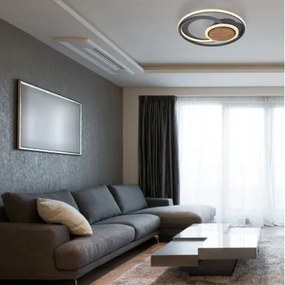 Globo 67256-45 Mennyezeti lámpa fém grafitszürke váz, akril fehér búra, sötétbarna fa dekorral, ø: 500mm, M: 60mm, tartozék: LED 45W 230V, 3600lm forrás, 1700lm kimenet, 3000K