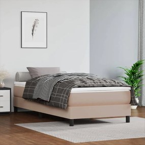 Cappuccino színű műbőr rugós ágy matraccal 80 x 200 cm