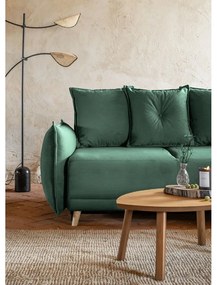 Zöld kordbársony kinyitható sarokkanapé (jobb oldali) Lazy Lukka – Miuform