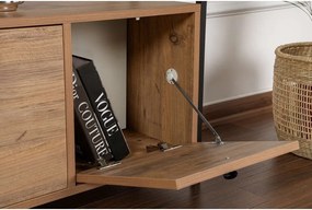 Natúr színű konzolasztal borovi fenyő dekorral 29,5x120 cm Solace – Kalune Design