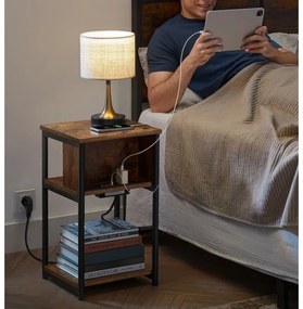 ROD kisasztal beépített fiókokkal és USB-csatlakozókkal barna/fekete