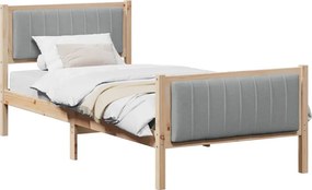 vidaXL Ágykeret Barna és világosszürke 90 x 190 cm Tömör fenyőfa