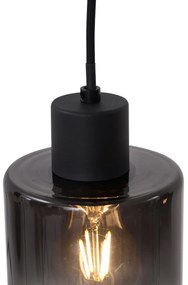 Modern függeszték lámpa fekete füstüveggel 4-lámpás - Dame