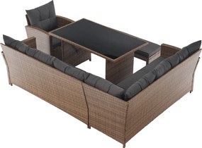 Kerti rattan szett, szürkésbarna/világosbarna, SAGIR