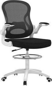 Vinsetto Ergonomikus Irodai Szék Lélegző Anyagból Állítható Magassággal és Felhajtható Karfákkal, 59x65x110-130 cm, Fehér és Fekete | Aosom