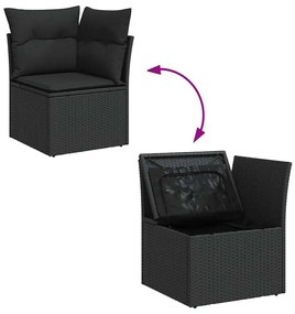 6 részes fekete polyrattan kerti ülőgarnitúra párnákkal
