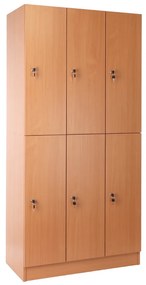 Visio fa szekrény - 6 doboz, 90 x 45 x 185 cm, hengeres zár, bükkfa