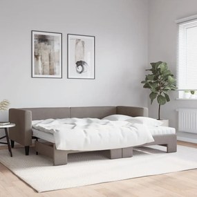 tópszínű kihúzható szövet heverő matracokkal 80 x 200 cm