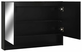 fekete MDF tükrös fürdőszobaszekrény 80 x 15 x 60 cm
