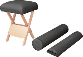 vidaXL fekete összecsukható masszázsszék 12 cm-es ülés/2 támaszték