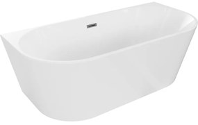 Mexen Oval, szabadon álló falra szerelhető kád 160 x 80 cm, fehér, szálcsiszolt grafit túlfolyó, 52671608000-95