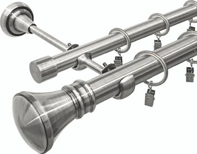 Dupla Fém Függönykarnis 25 +19 mm Ezüst nikkel 360 cm MIX végek