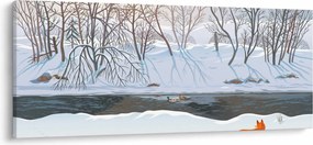 Kép - róka a téli tájban (120x50 cm)