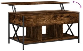 füstös tölgy szerelt fa és fém dohányzóasztal 100 x 55 x 50 cm