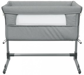 vidaXL világosszürke vászonszövet babaágy matraccal