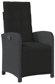 5 részes fekete polyrattan kerti étkezőgarnitúra párnákkal