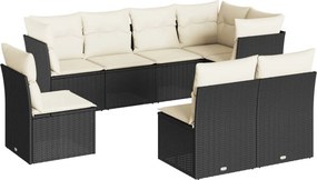 vidaXL 8 részes fekete polyrattan kerti ülőgarnitúra párnákkal