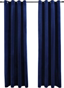 vidaXL 2 db sötétkék bársony sötétítőfüggöny gyűrűkkel 140 x 175 cm
