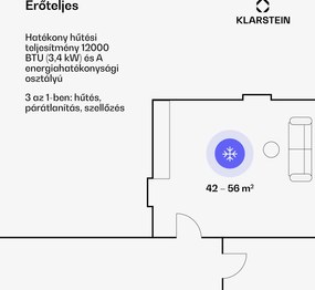 Klarstein Kraftwerk Smart 12K, mobil klíma, 12 000 BTU, irányítás alkalmazás által, antracit